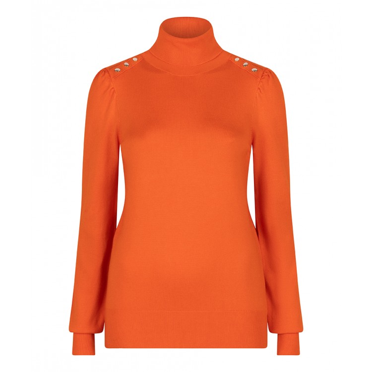 Esqualo Sweater Coll met knoopjes ORANGE Esqualo Sweater Coll met knoopjes ORANGE